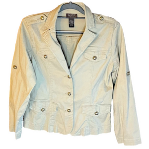 Motto cream colored soft stretch denim jacket